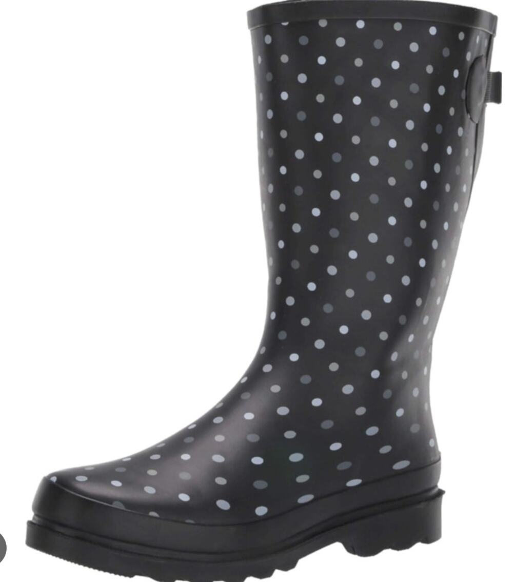 Western Chief Rain Boots 10 NWT NEW Simple Dot Black Waterproof Mid Calf